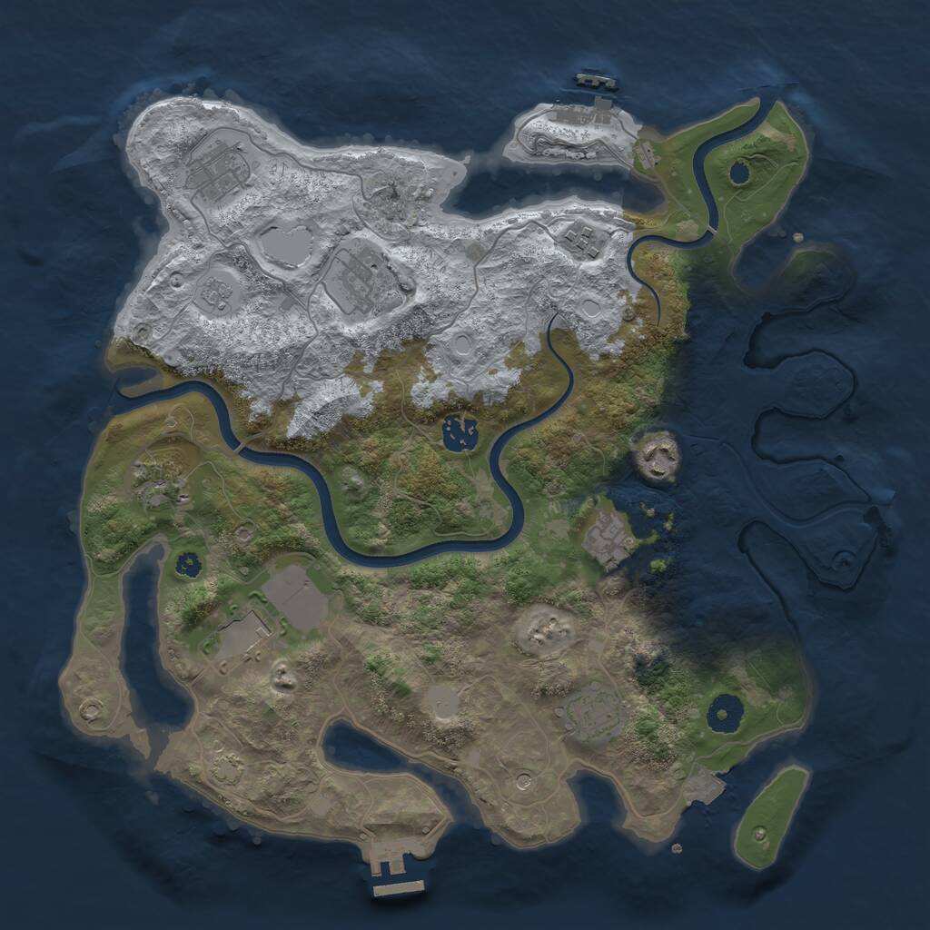 Rust Map: Procedural Map, Size: 3700, Seed: 459953410, 15 Monuments