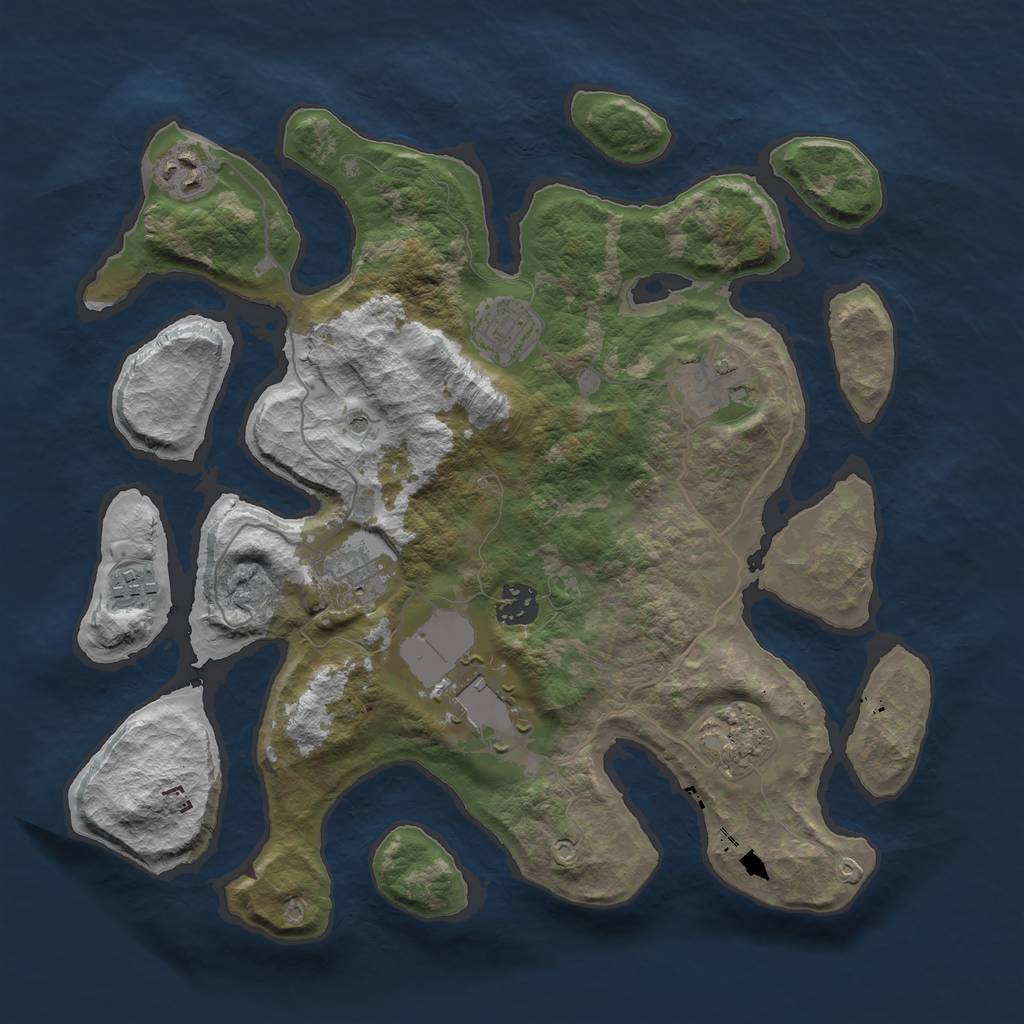 Rust Map: Barren, Size: 3500, Seed: 1995234816, 11 Monuments