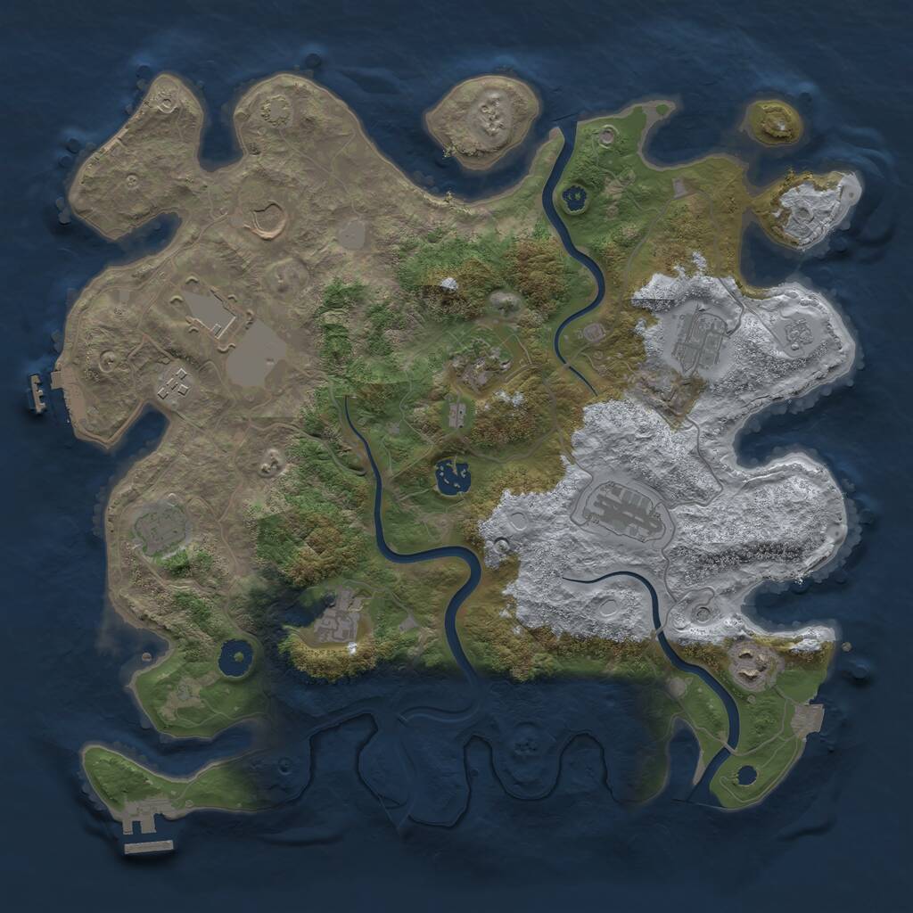Rust Map: Procedural Map, Size: 3800, Seed: 522544906, 16 Monuments