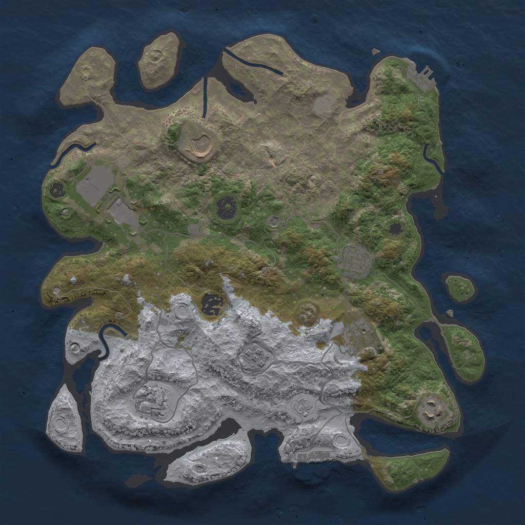 Rust Map: Procedural Map, Size: 3500, Seed: 858070913, 15 Monuments