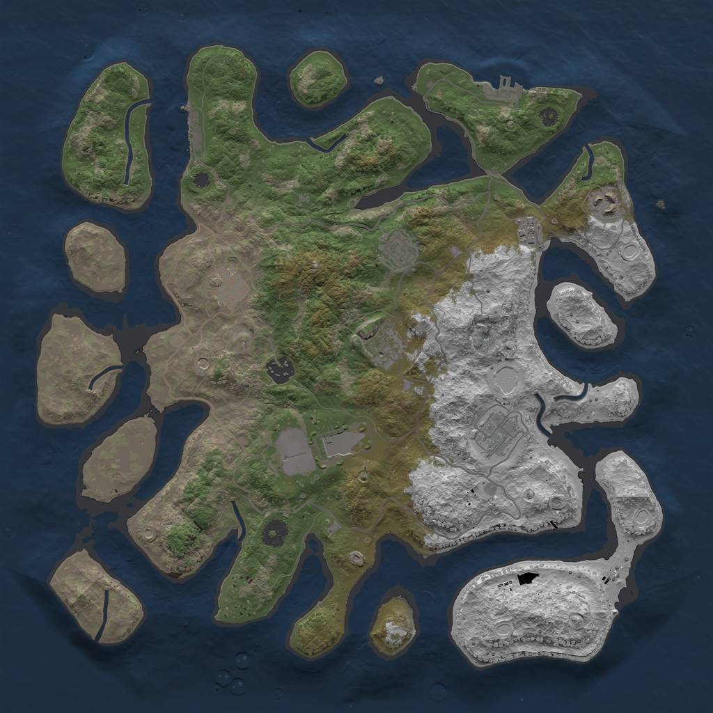 Rust Map: Procedural Map, Size: 4000, Seed: 65418512, 16 Monuments