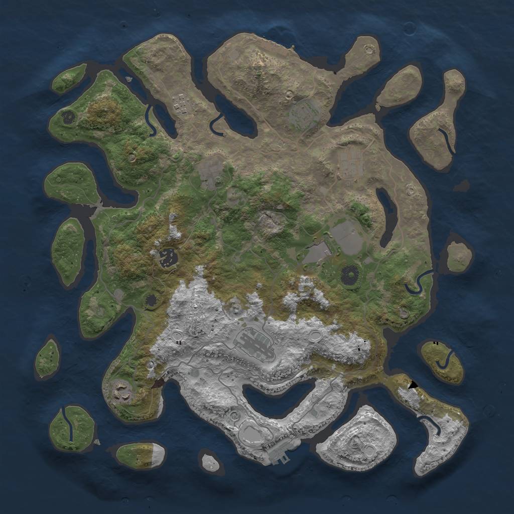 Rust Map: Procedural Map, Size: 4000, Seed: 695918, 16 Monuments