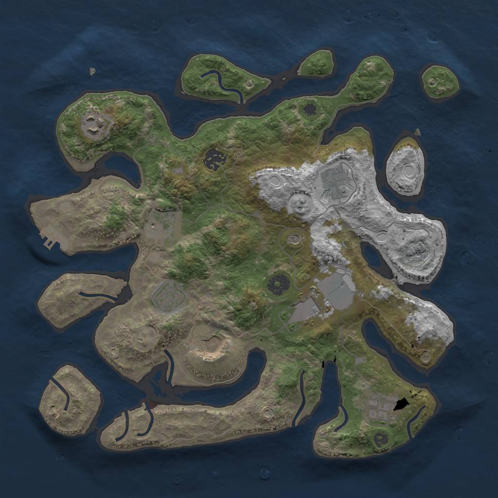 Rust Map: Procedural Map, Size: 3500, Seed: 1249411680, 15 Monuments