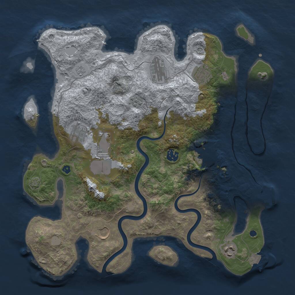 Rust Map: Procedural Map, Size: 3650, Seed: 198800263, 14 Monuments