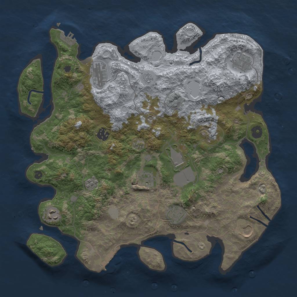 Rust Map: Procedural Map, Size: 3700, Seed: 783777606, 17 Monuments