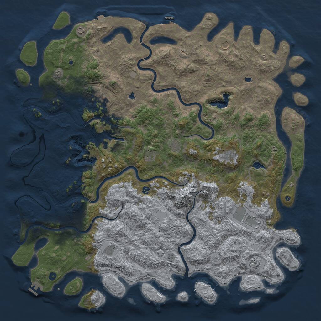 Rust Map: Procedural Map, Size: 6000, Seed: 7573883, 17 Monuments
