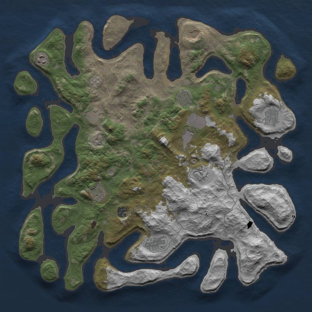 Rust Map: Barren, Size: 4500, Seed: 3116354, 14 Monuments
