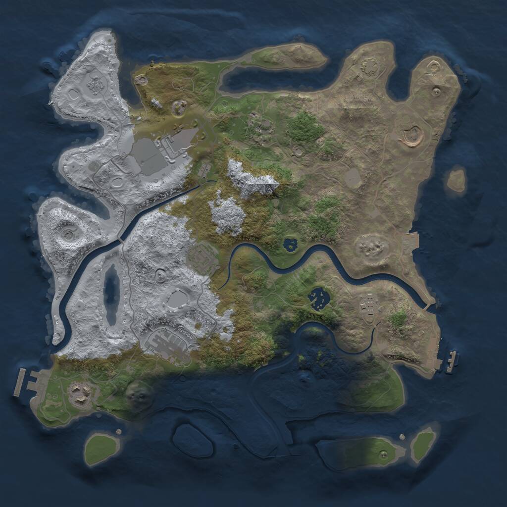 Rust Map: Procedural Map, Size: 3550, Seed: 21173178, 14 Monuments