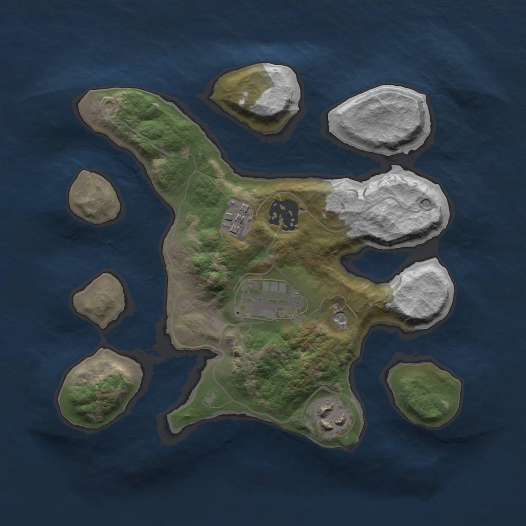 Rust Map: Barren, Size: 2502, Seed: 123, 7 Monuments
