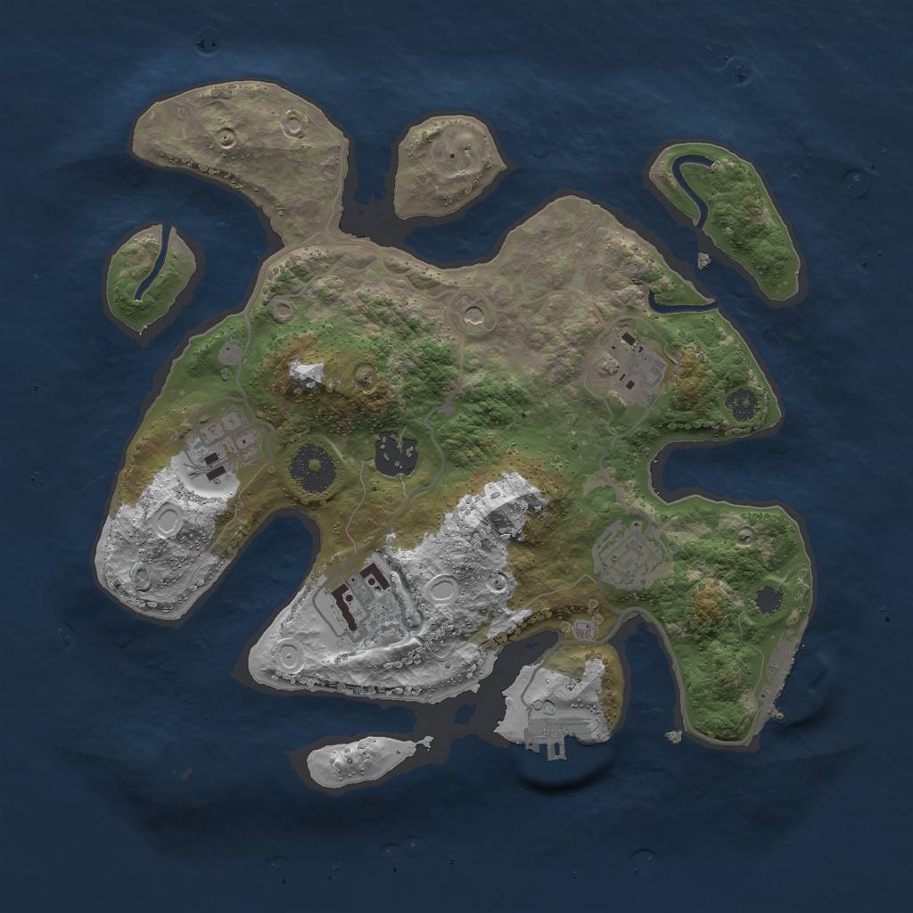 Rust Map: Procedural Map, Size: 3000, Seed: 1893298849, 13 Monuments