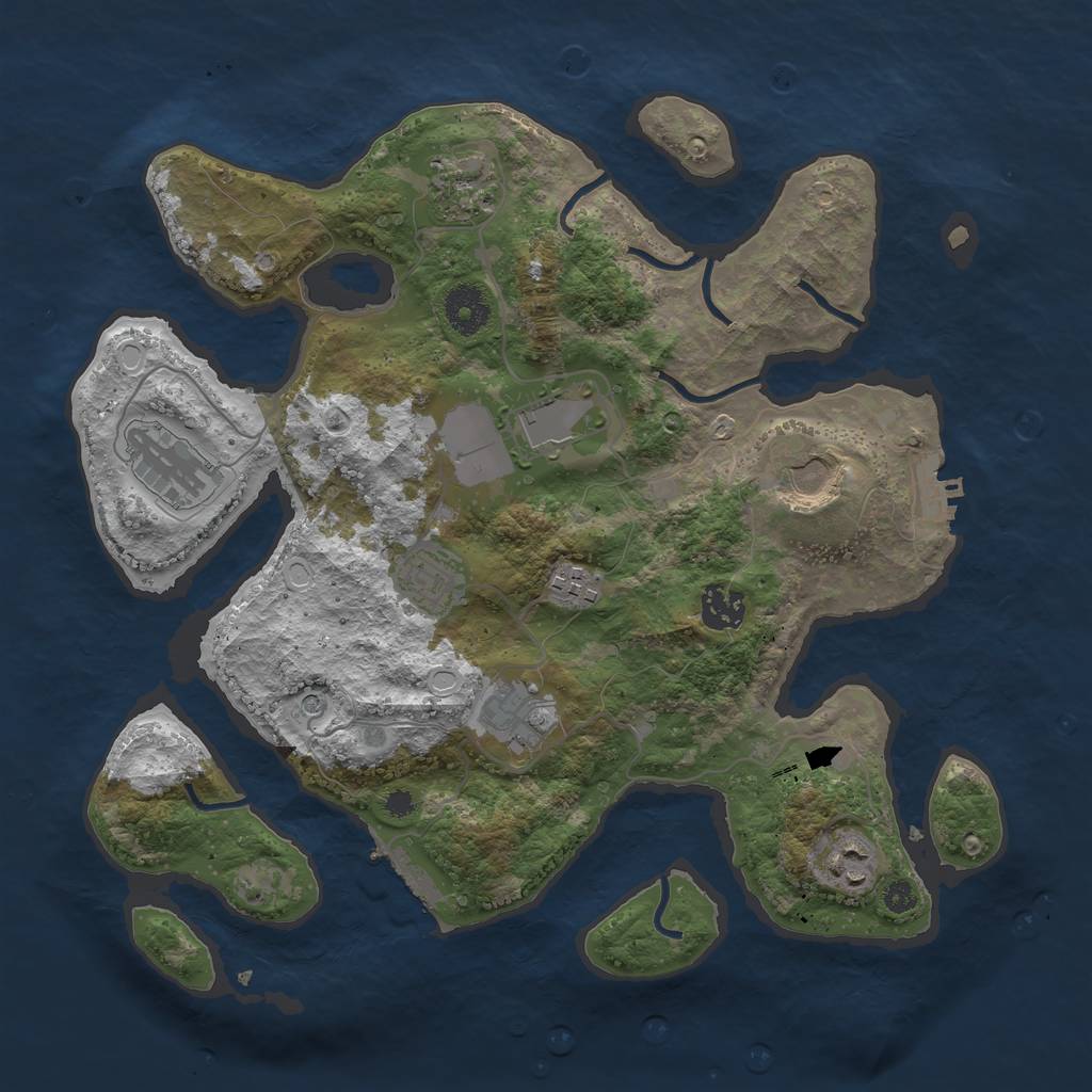 Rust Map: Procedural Map, Size: 3500, Seed: 417623148, 17 Monuments