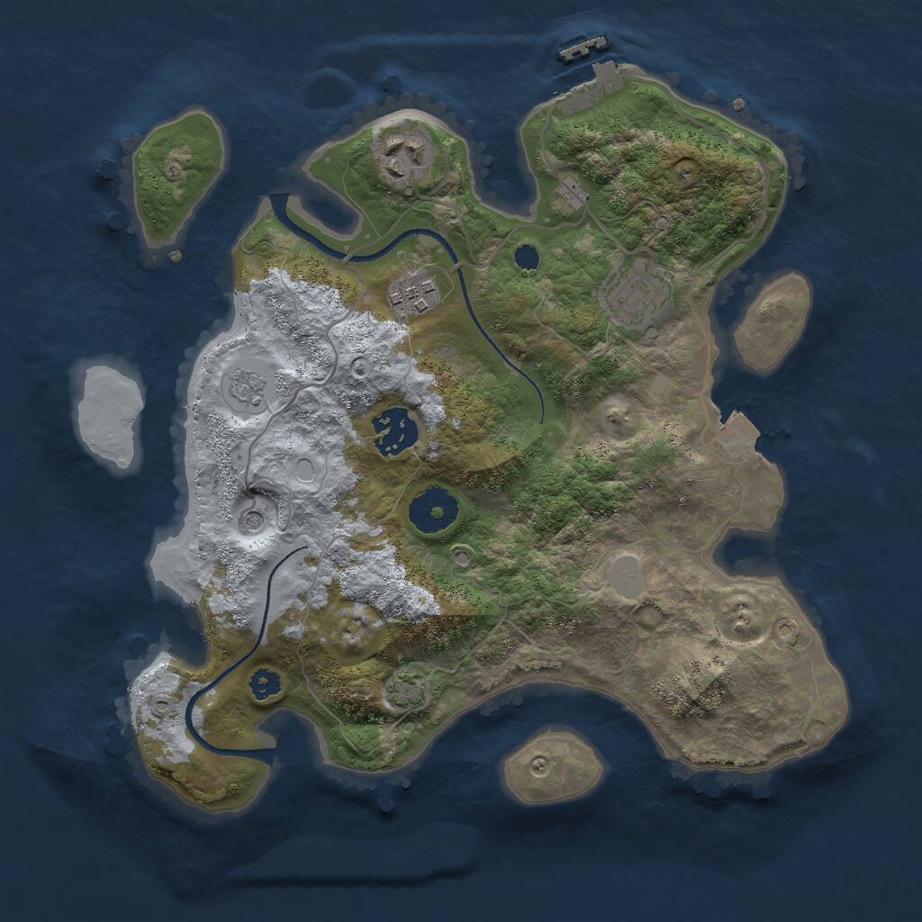 Rust Map: Procedural Map, Size: 3000, Seed: 75409940, 9 Monuments