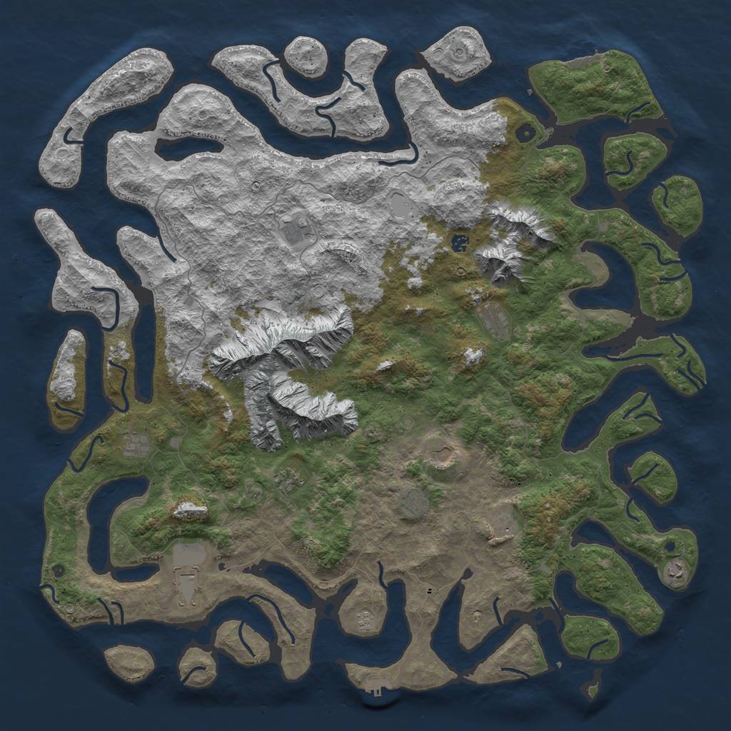 Rust Map: Procedural Map, Size: 6000, Seed: 661108070, 19 Monuments