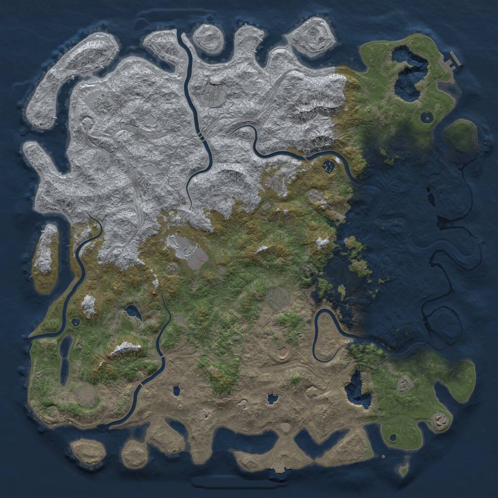 Rust Map: Procedural Map, Size: 6000, Seed: 661108070, 17 Monuments