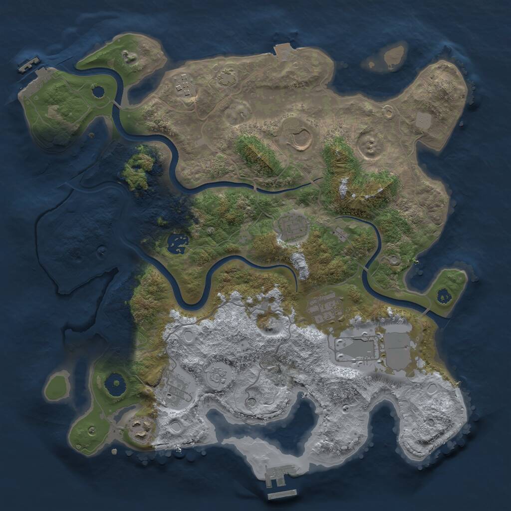 Rust Map: Procedural Map, Size: 3550, Seed: 2320, 14 Monuments