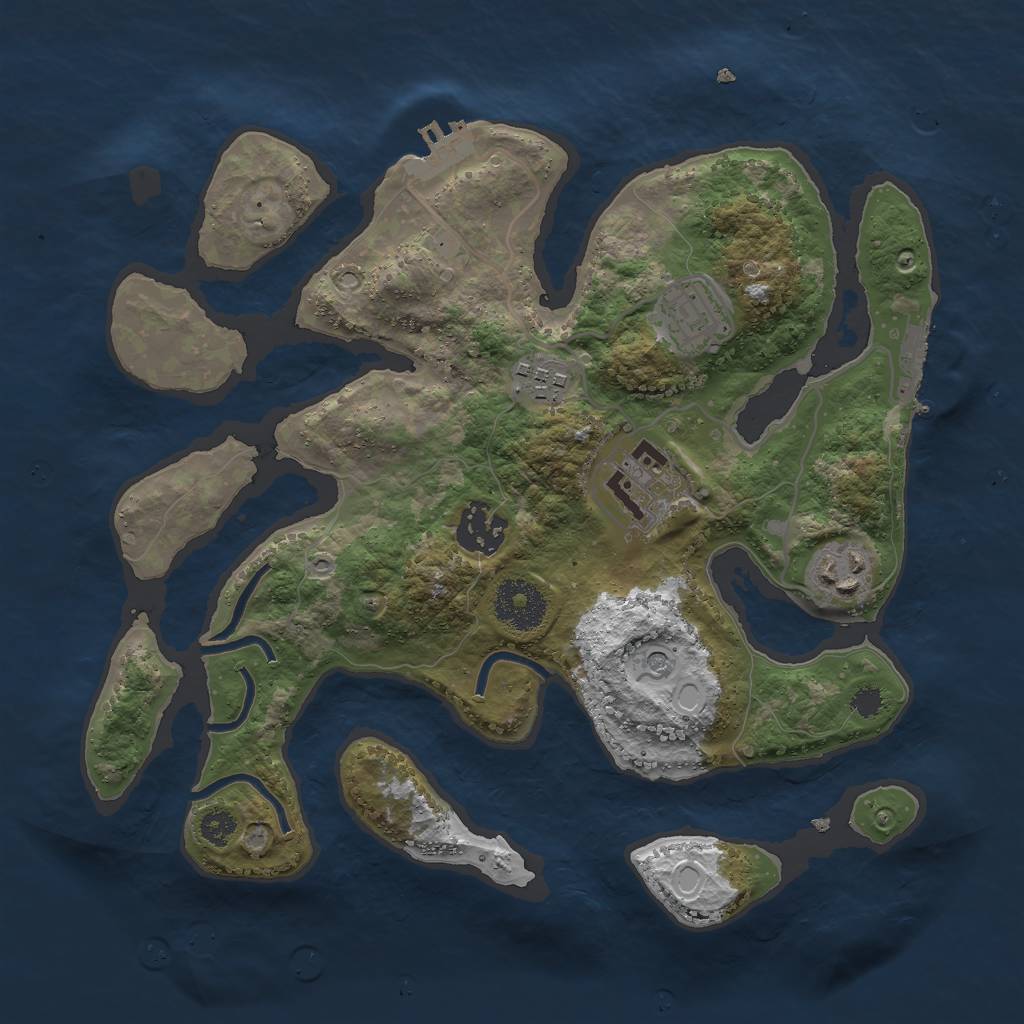 Rust Map: Procedural Map, Size: 3000, Seed: 852067, 13 Monuments
