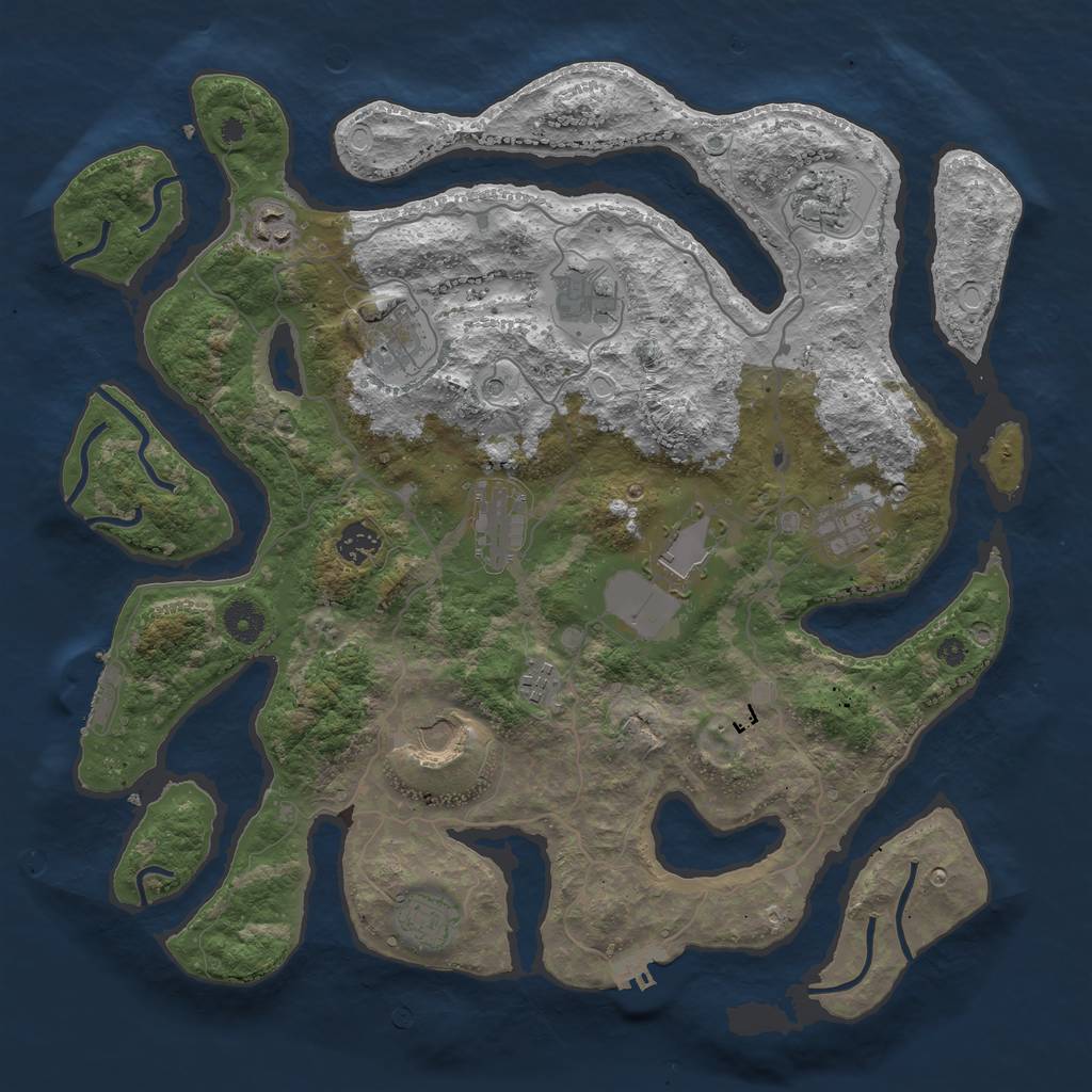 Rust Map: Procedural Map, Size: 4000, Seed: 1850439103, 19 Monuments