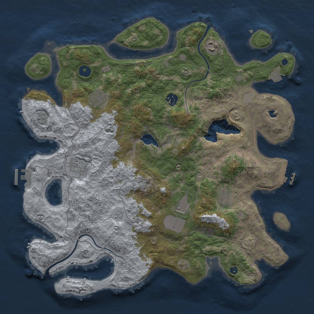 Rust Map: Procedural Map, Size: 4000, Seed: 176967, 13 Monuments