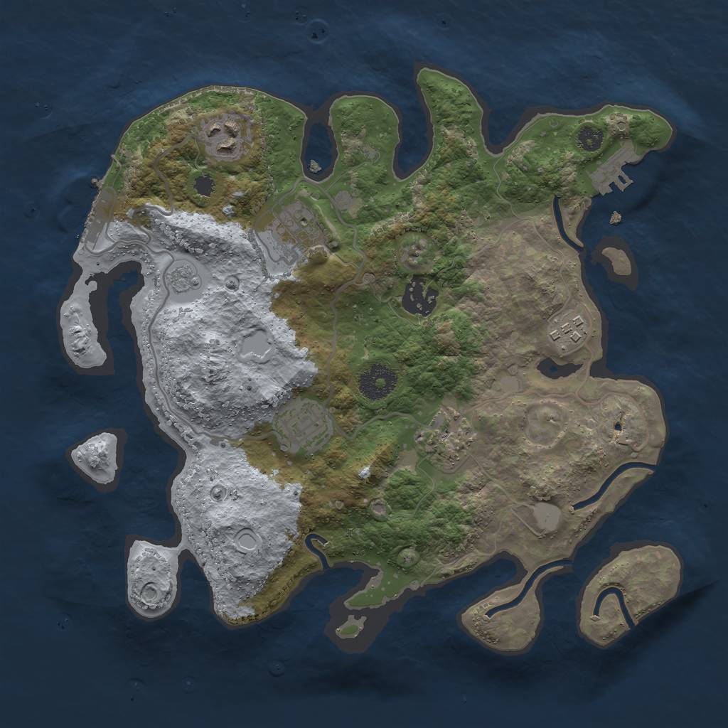 Rust Map: Procedural Map, Size: 3000, Seed: 131118978, 12 Monuments