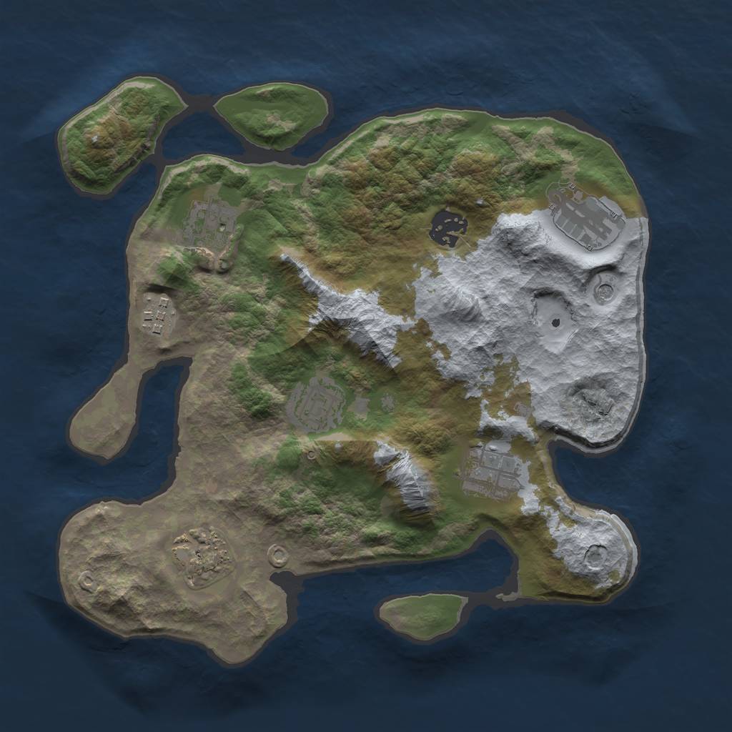 Rust Map: Barren, Size: 3000, Seed: 684, 10 Monuments