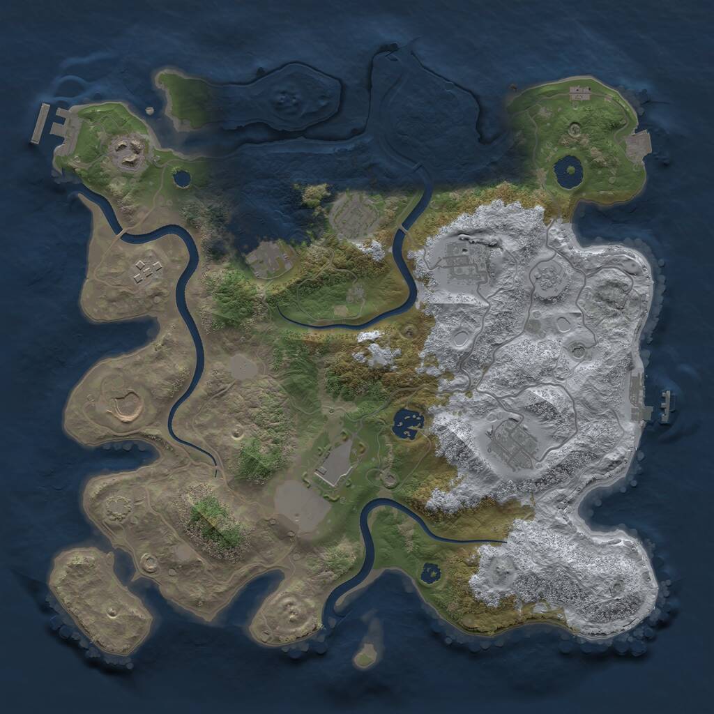 Rust Map: Procedural Map, Size: 3500, Seed: 416152392, 15 Monuments