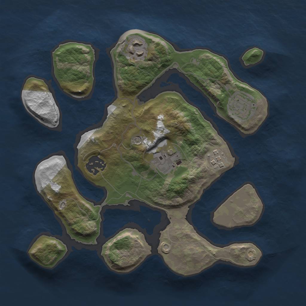 Rust Map: Barren, Size: 2500, Seed: 1234567, 8 Monuments