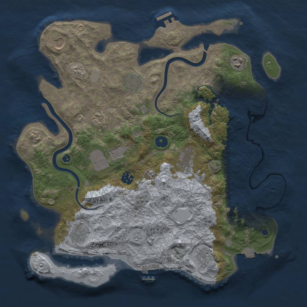 Rust Map: Procedural Map, Size: 3850, Seed: 346203061, 16 Monuments