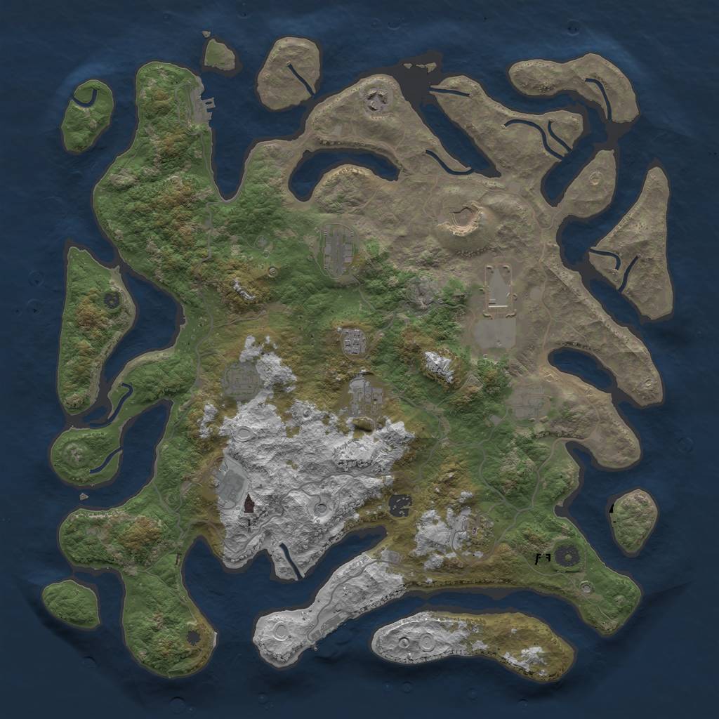 Rust Map: Procedural Map, Size: 4500, Seed: 1974385973, 19 Monuments