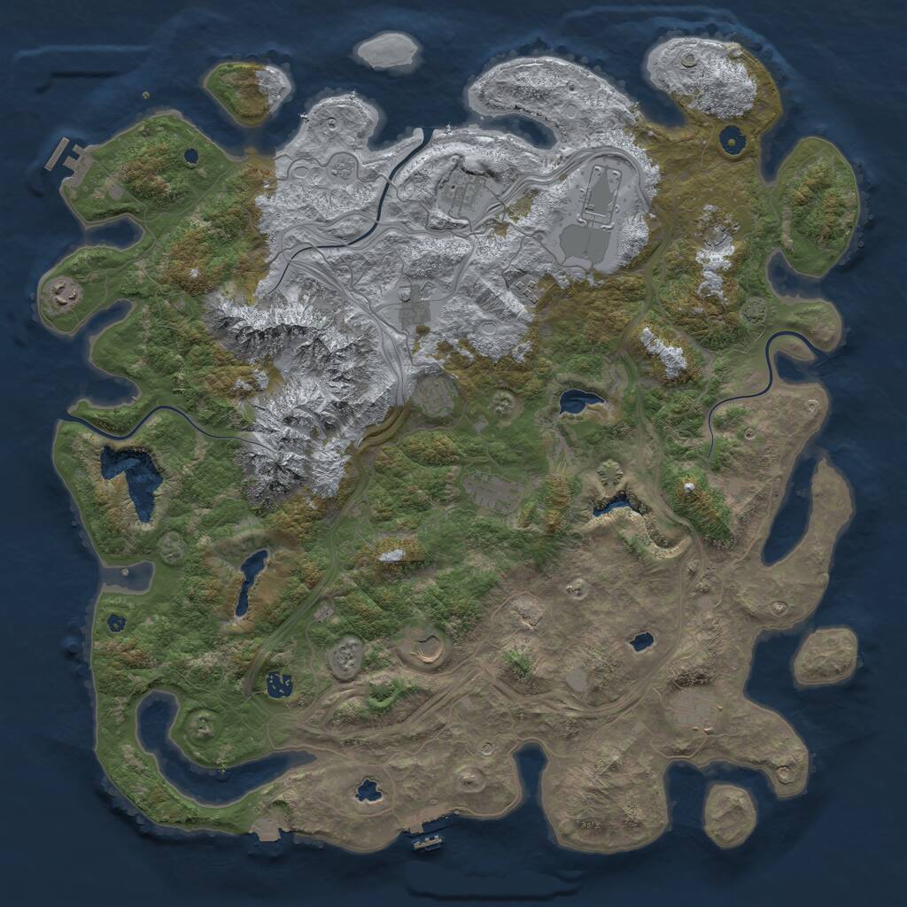 Rust Map: Procedural Map, Size: 5000, Seed: 62910, 17 Monuments