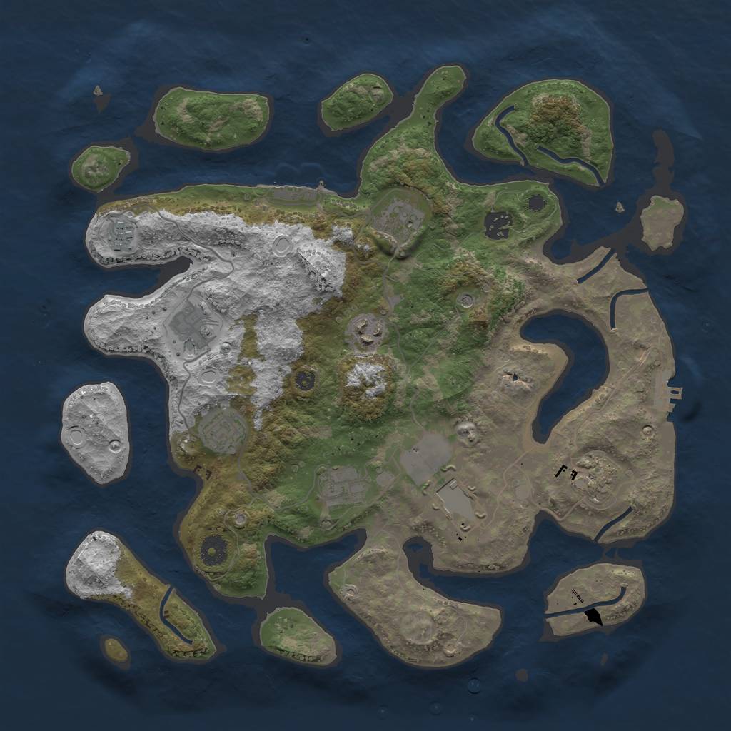 Rust Map: Procedural Map, Size: 3750, Seed: 64578, 17 Monuments