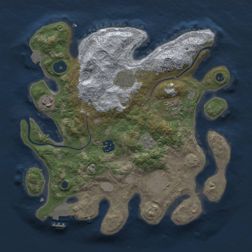 Rust Map: Procedural Map, Size: 3000, Seed: 77677874, 10 Monuments