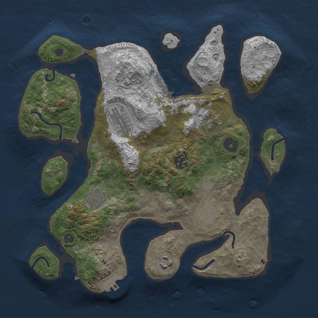 Rust Map: Procedural Map, Size: 3255, Seed: 1, 14 Monuments
