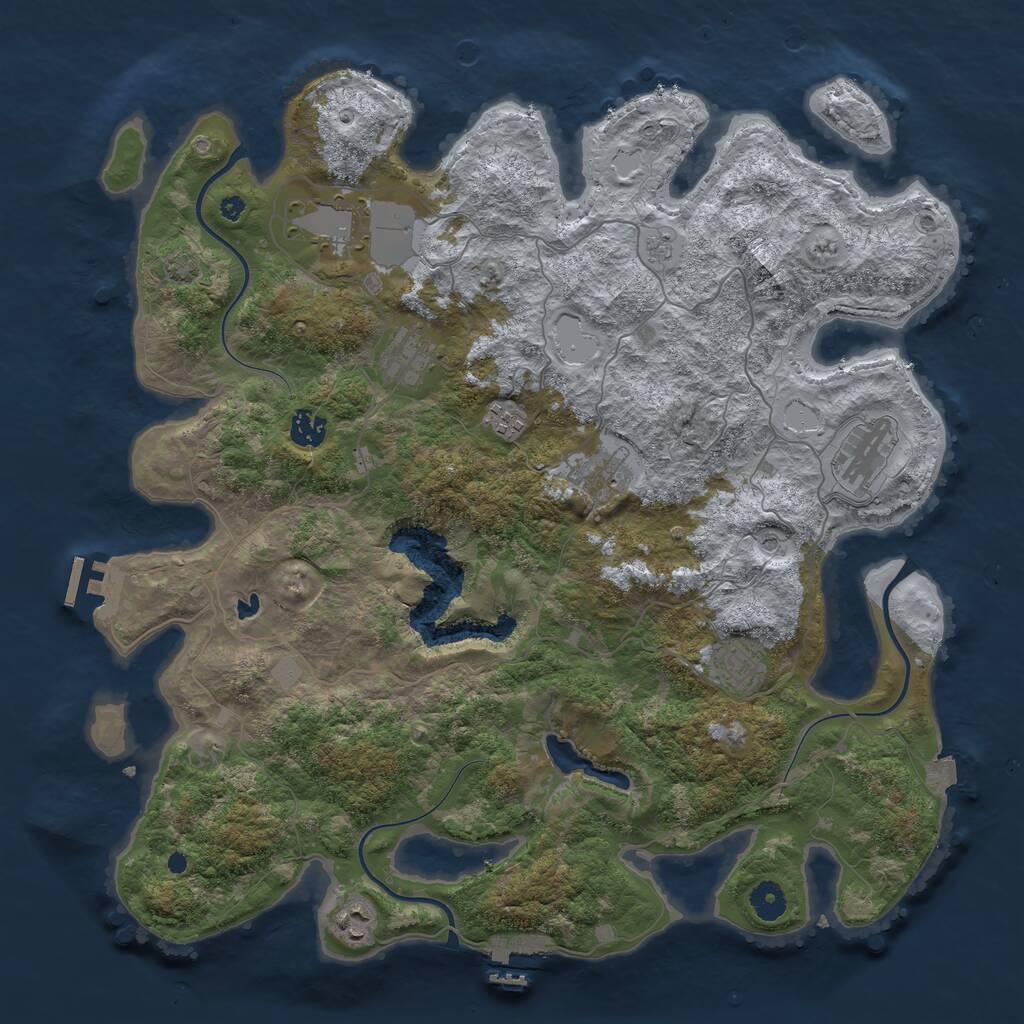 Rust Map: Procedural Map, Size: 4150, Seed: 3673215, 14 Monuments