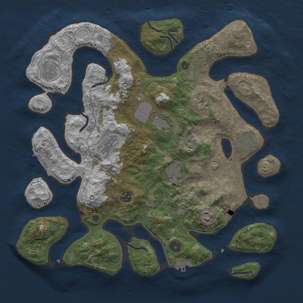 Rust Map: Procedural Map, Size: 4000, Seed: 567876543, 16 Monuments