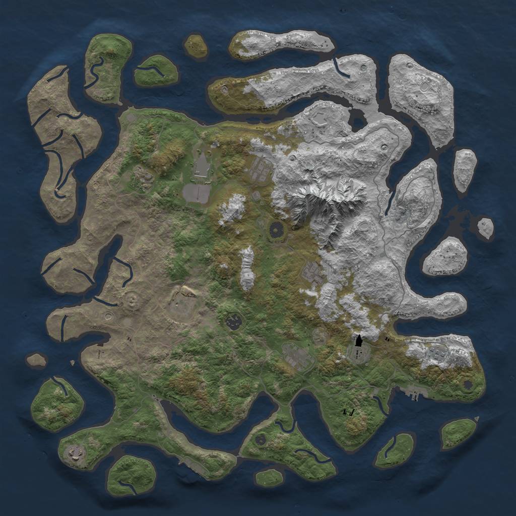 Rust Map: Procedural Map, Size: 5000, Seed: 71896955, 18 Monuments