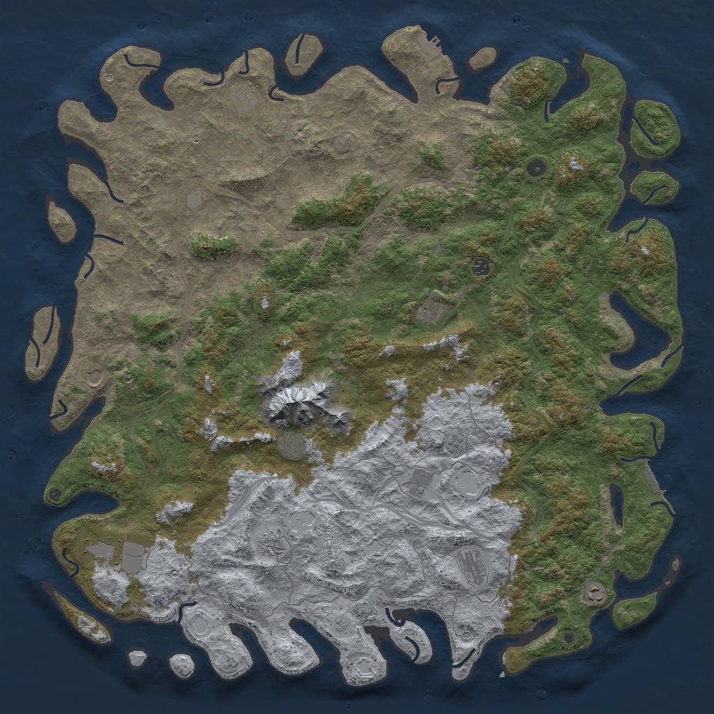 Rust Map: Procedural Map, Size: 6000, Seed: 45642507, 18 Monuments