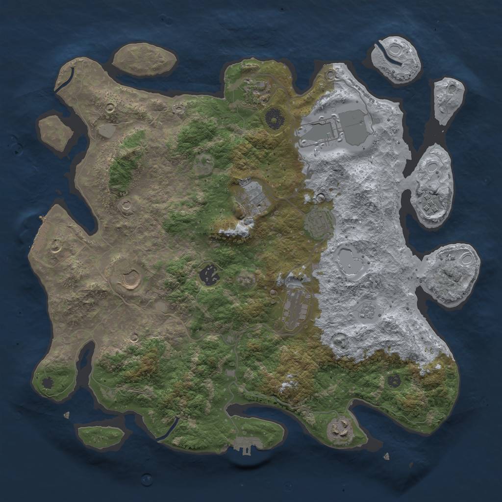 Rust Map: Procedural Map, Size: 3800, Seed: 420856919, 16 Monuments