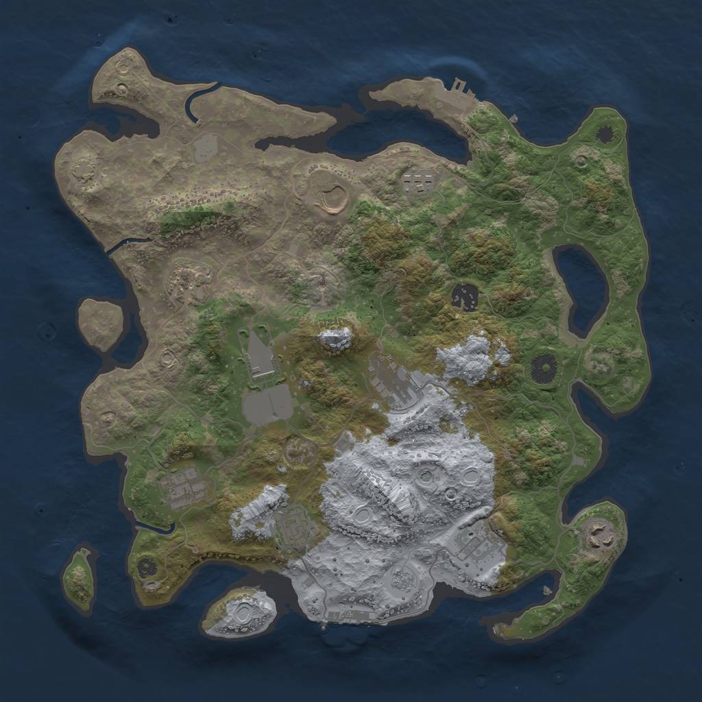 Rust Map: Procedural Map, Size: 3700, Seed: 7284, 18 Monuments