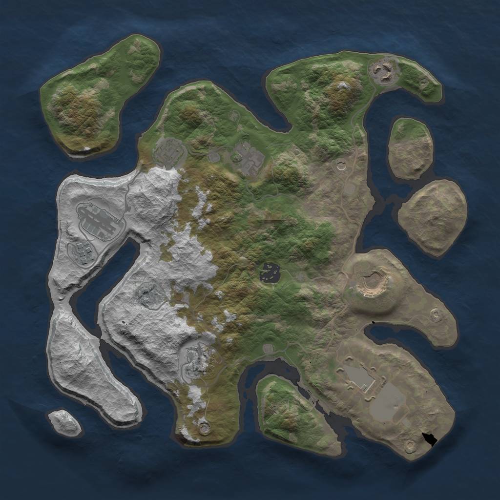 Rust Map: Barren, Size: 3500, Seed: 1262065670, 12 Monuments