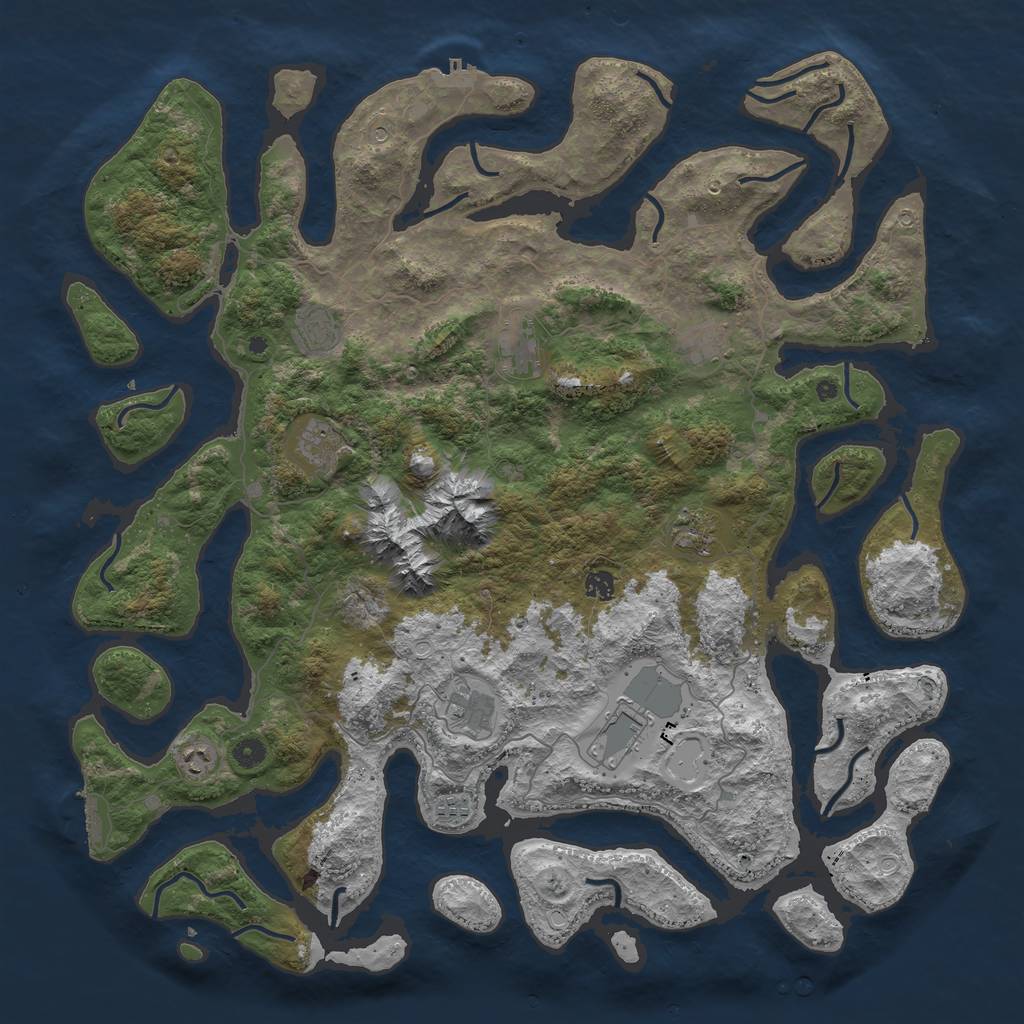 Rust Map: Procedural Map, Size: 5000, Seed: 201, 18 Monuments