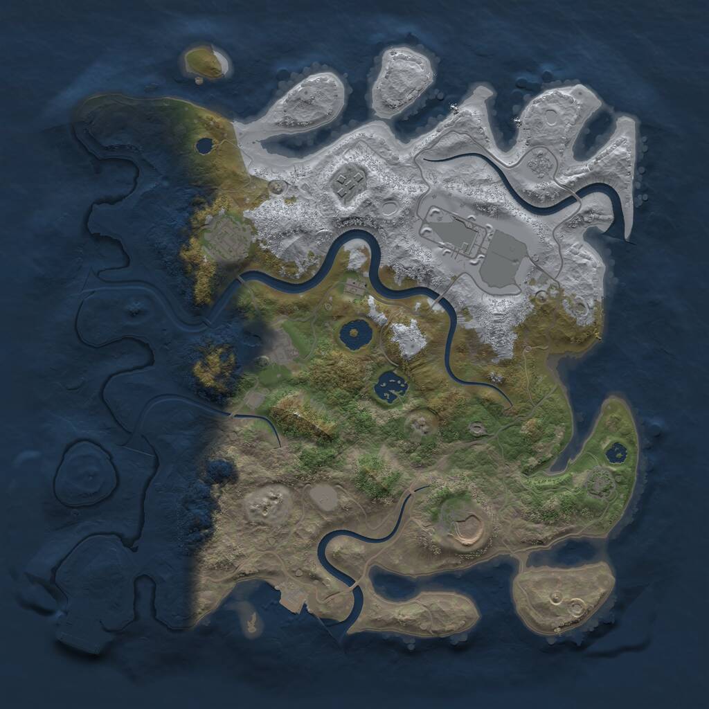 Rust Map: Procedural Map, Size: 3500, Seed: 7964, 10 Monuments