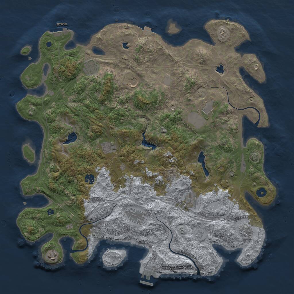 Rust Map: Procedural Map, Size: 4500, Seed: 1221925797, 16 Monuments
