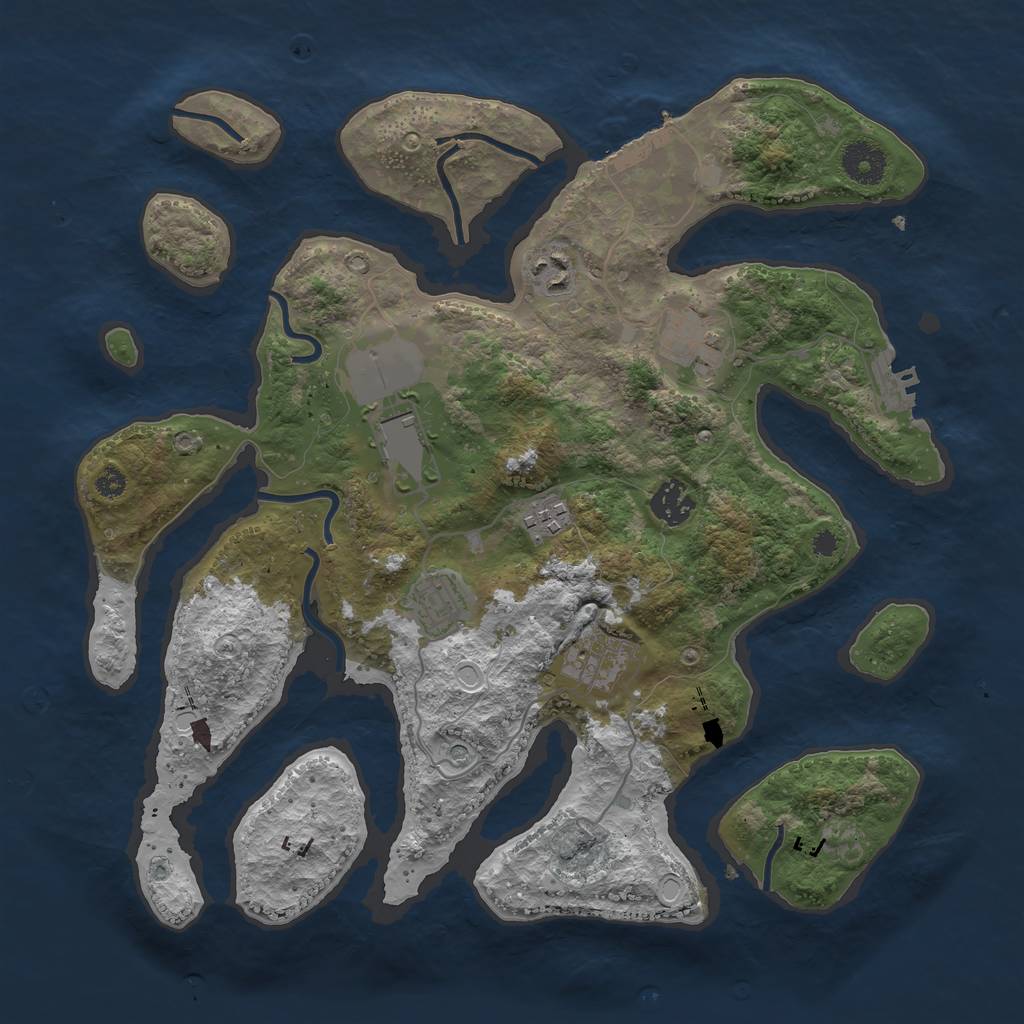 Rust Map: Procedural Map, Size: 3550, Seed: 233789, 15 Monuments