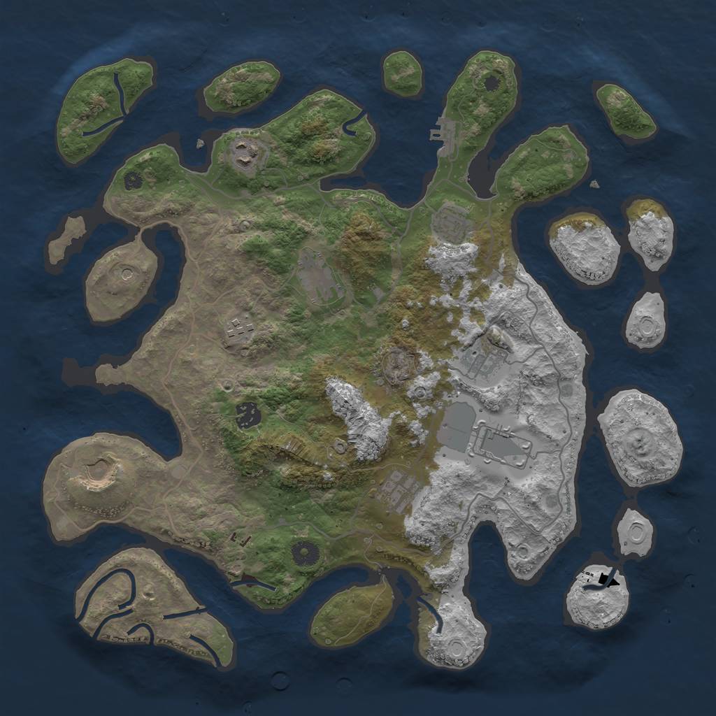 Rust Map: Procedural Map, Size: 4000, Seed: 950251173, 16 Monuments
