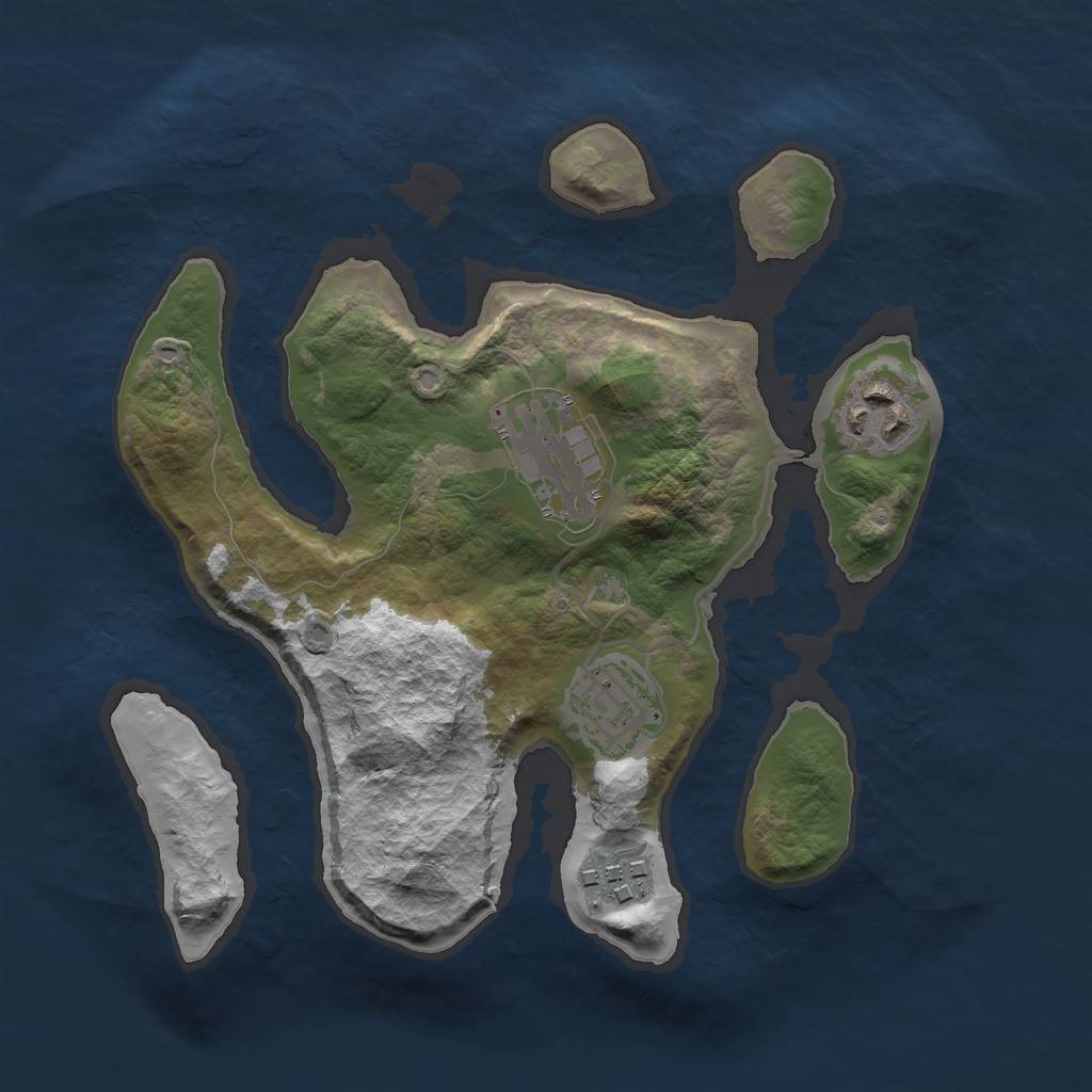 Rust Map: Barren, Size: 2500, Seed: 3, 6 Monuments