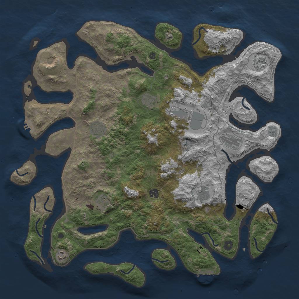 Rust Map: Procedural Map, Size: 4600, Seed: 23071991, 19 Monuments