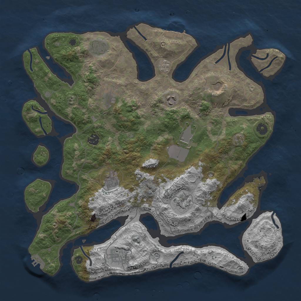 Rust Map: Procedural Map, Size: 4000, Seed: 74671782, 18 Monuments