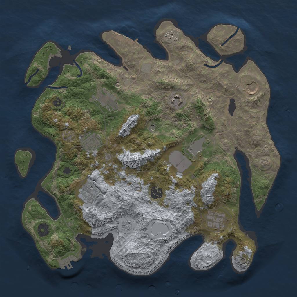 Rust Map: Procedural Map, Size: 3500, Seed: 130268736, 16 Monuments