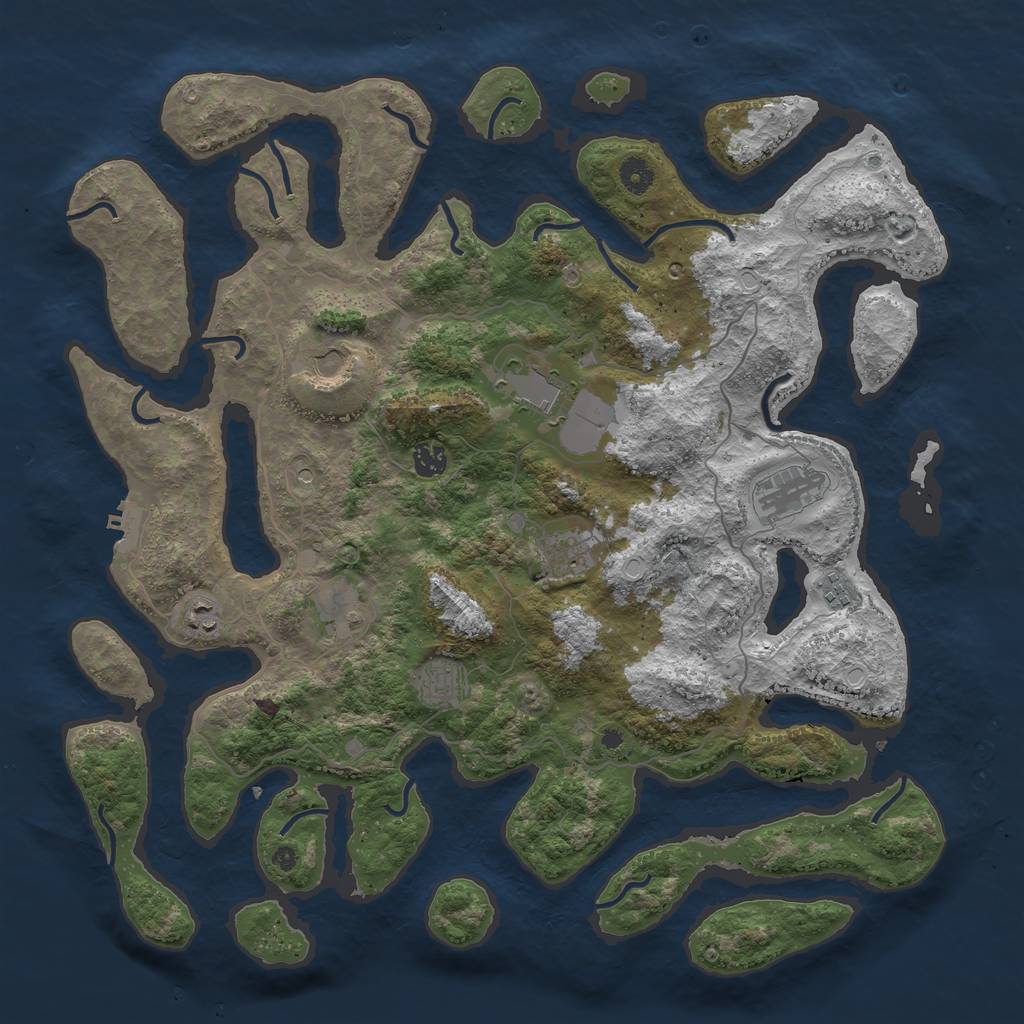 Rust Map: Procedural Map, Size: 4400, Seed: 77222, 16 Monuments
