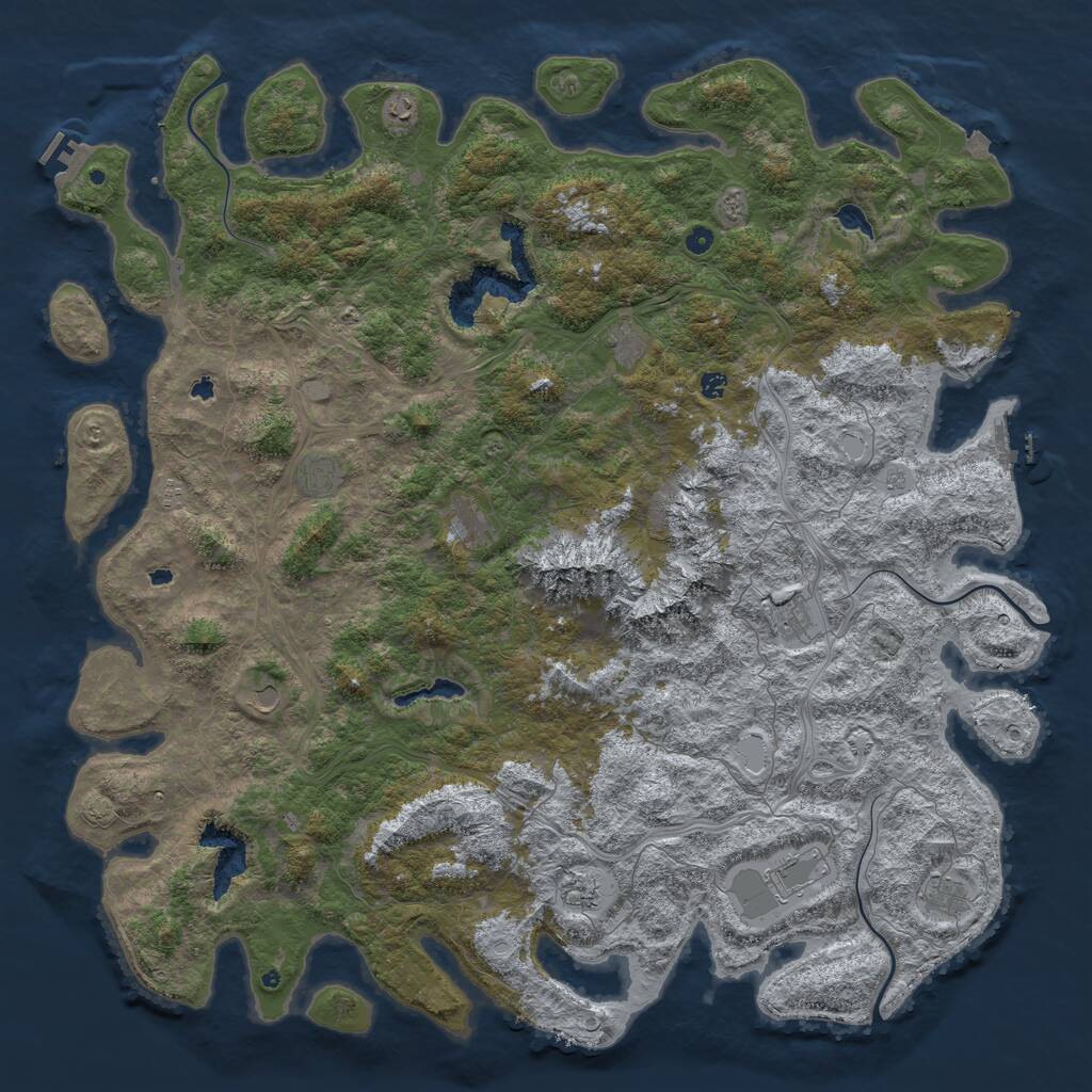 Rust Map: Procedural Map, Size: 6000, Seed: 1628460064, 17 Monuments